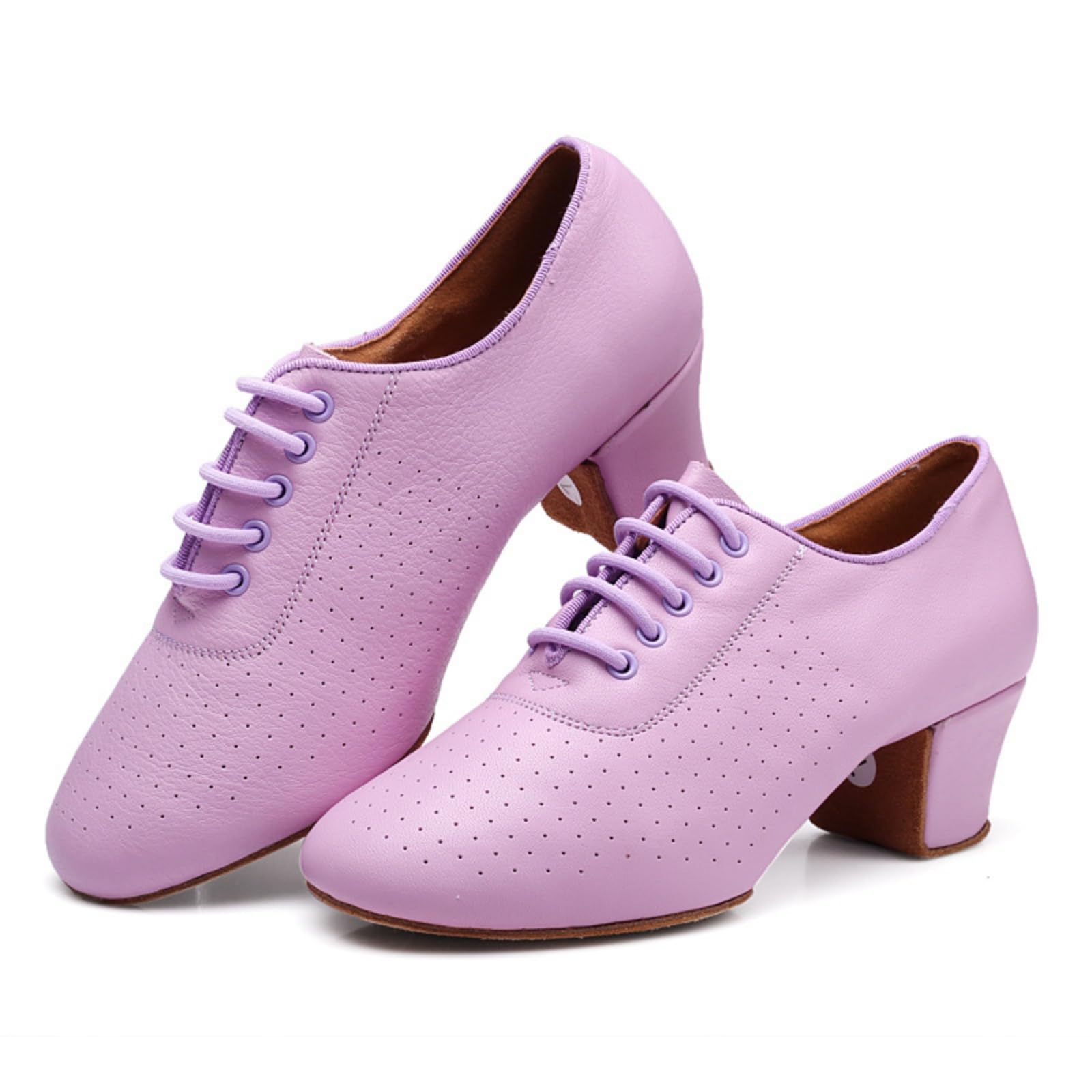 Hixingo Chaussures de Danse Grand Confort Femme Talon 5 CM, Chaussures de Danse Latine Femme Bout Fermé pour Salsa Bachata, Jazz, Latin, Standard, Rumba, Cha Cha