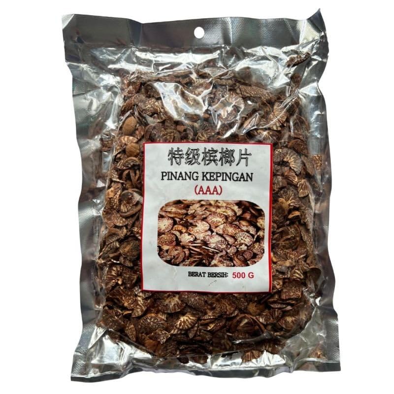Nuez de betel - nuez de areca - Kepingan AAA 500g - Rodajas de Nuez de Betel Secas - Uso Alimentario y Cultural