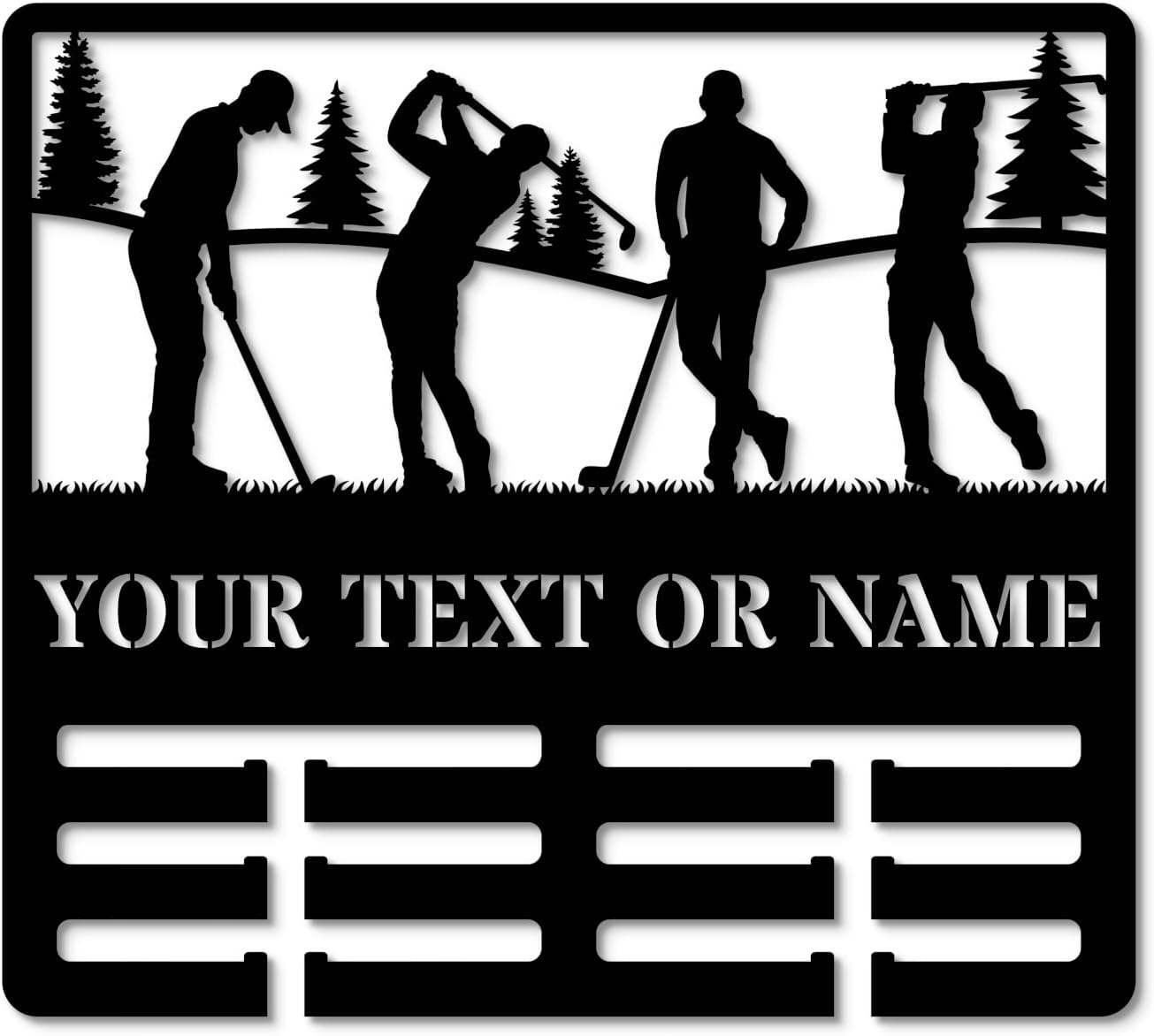 Personalized Golf Medal Holder Name Metal Sign. Custom Text Medal Display Gift