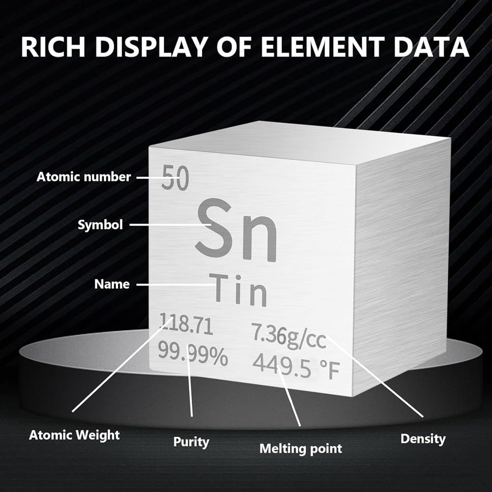 Zinnquadrat Aus Reinem Metall mit Hoher Dichte, Lasergraviertes Quadrat für Labormaterial der Elements Collection (, 1)