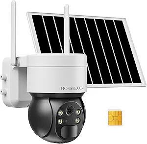 4G LTE Cellular Security Camera No Internet Needed, No WIFI Security Cameras Wireless Outdoor, Solar Camera With SIM Card, PIR Sensor, 360 PTZ, 2K HD Color Night Vision, 2-Way Talk, IP66 Waterproof asin的图片