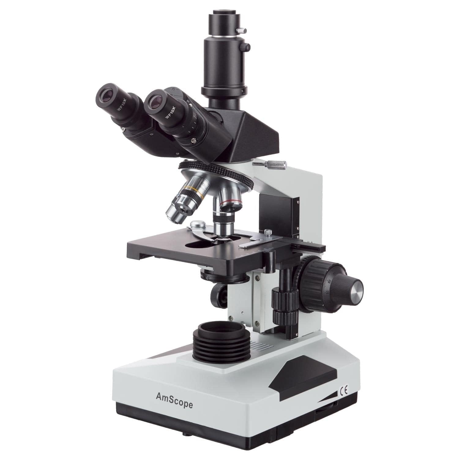 AmScope Microscopio compuesto biológico trinocular, aumento 40X-1600X