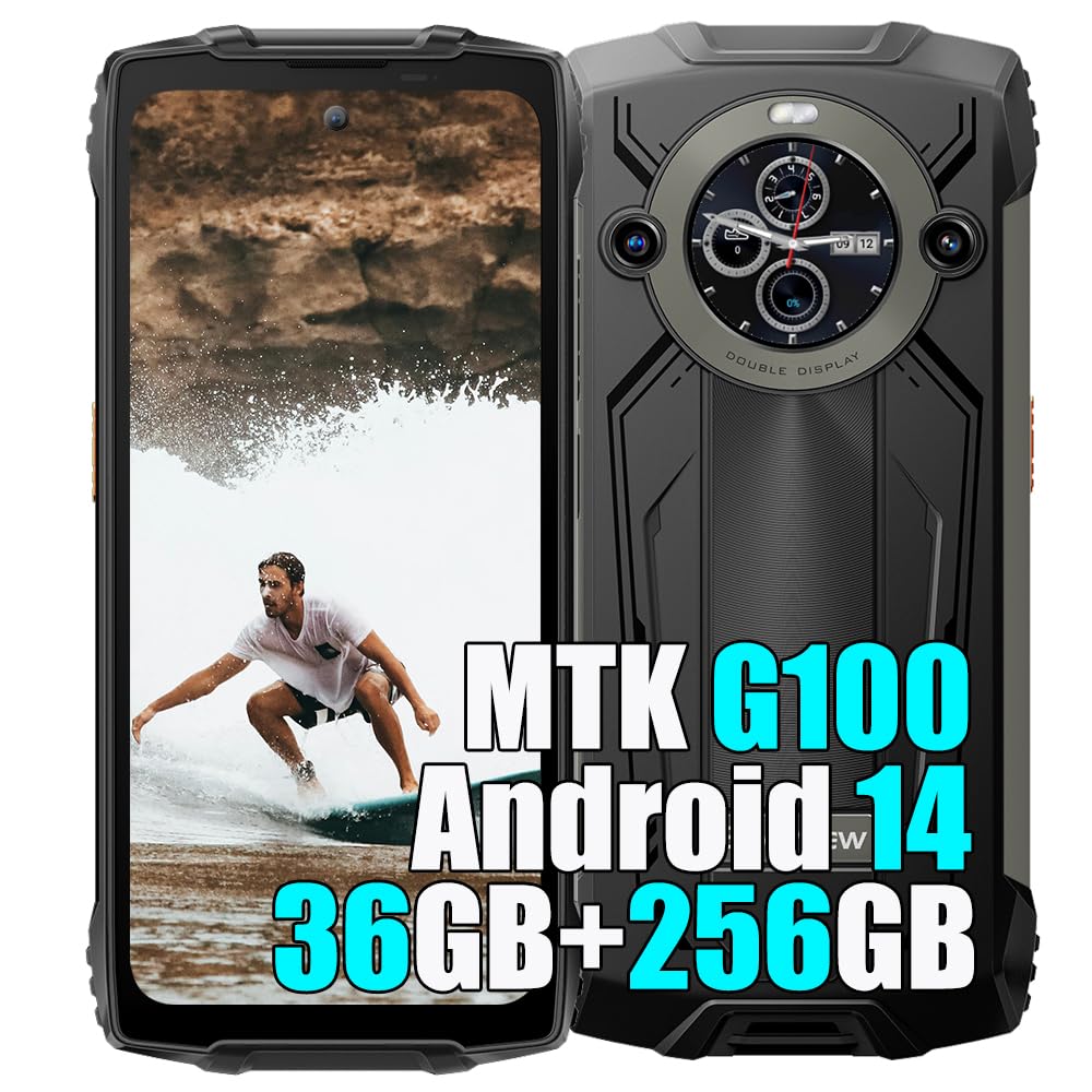 Blackview BV8200 4G Téléphone Portable Incassable 2025, 36Go+256Go/2TB, Double Écran 6.5" FDH+, Android 14 Téléphone Débloqué, 8800mAh Smartphone Incassable Etanche, NFC,OTG,GPS,2 Ans Garantie, Noir