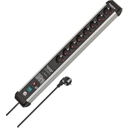 Brennenstuhl Premium-Protect-Line regleta enchufes de 8 Tomas con protección sobretensión (Cable de 3 m, Interruptor, protección hasta 60.000 A, Fabricado en Alemania) Plateado/Negro