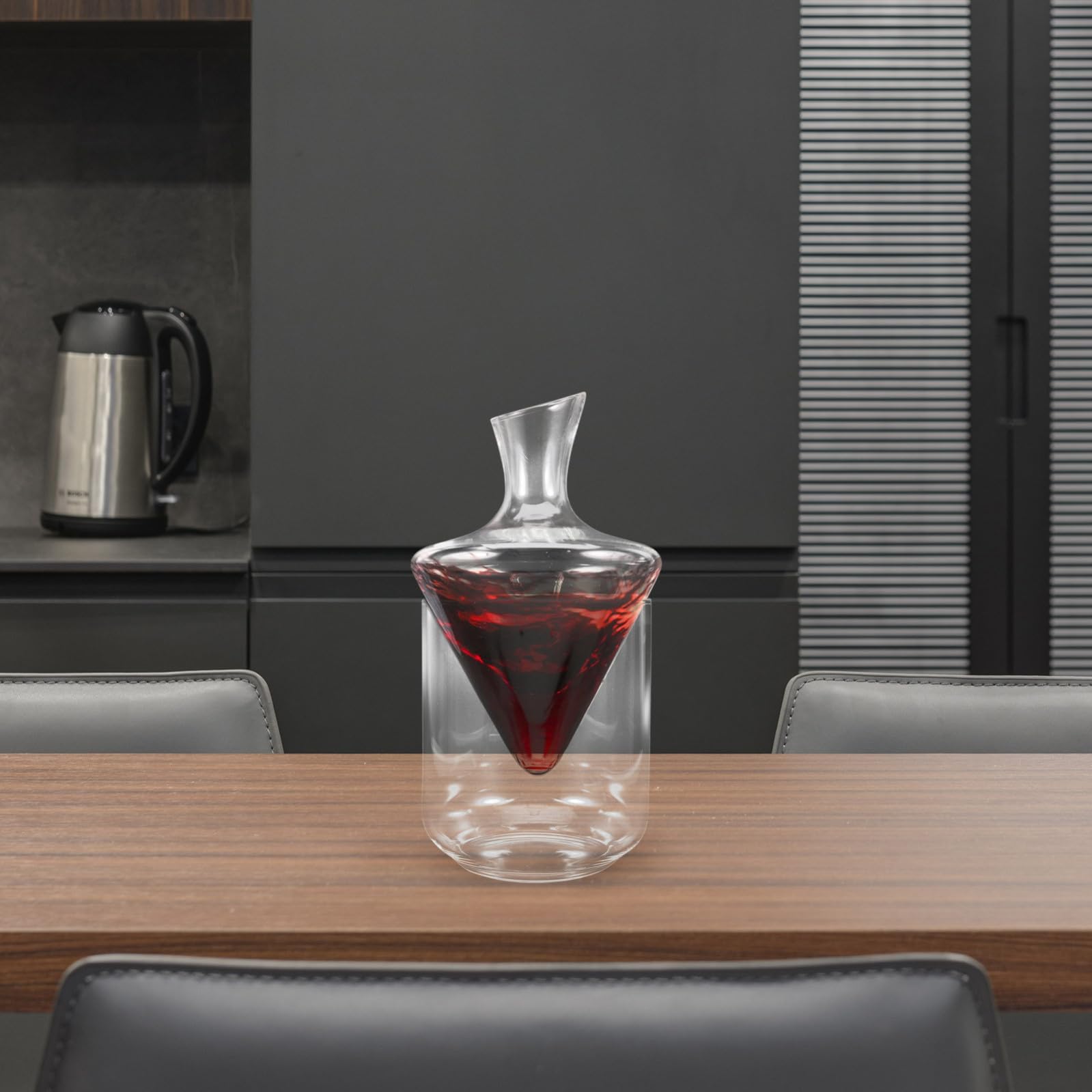 Set di Decanter per Vino in Vetro Trasparente Secchiello per Ghiaccio, Design Raffinato e Classico, per Casa e Bar