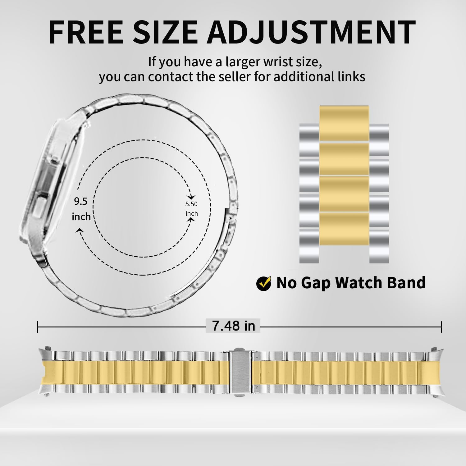 GOLDTOLUCK No Gap Stainless Steel Band Compatible with Samsung Galaxy Watch 8 7 6 5 4 Classic FE Pro Ultra 40mm 44mm 46mm 43mm 47mm 45mm 42mm Replacement Men Women Milanese Metal Elegant Casual - Image 4