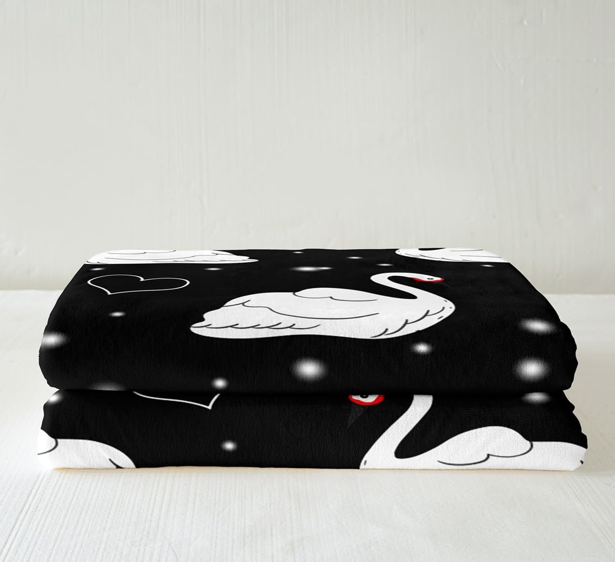 Feelyou Swan Print Sherpa Throw Blanket Cartoon White Swan Animal Fleece Blanket Polka Dots Plush Blanket for Couch Sofa Bedroom Decor Galaxy Fuzzy Blanket Throw 50"x60" - Image 4