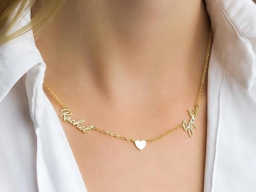 Miniatura 5 de Name Necklace Personalized Silver Custom Heart Necklace with Name Customized Jewelry Gift for Women (Style 02)