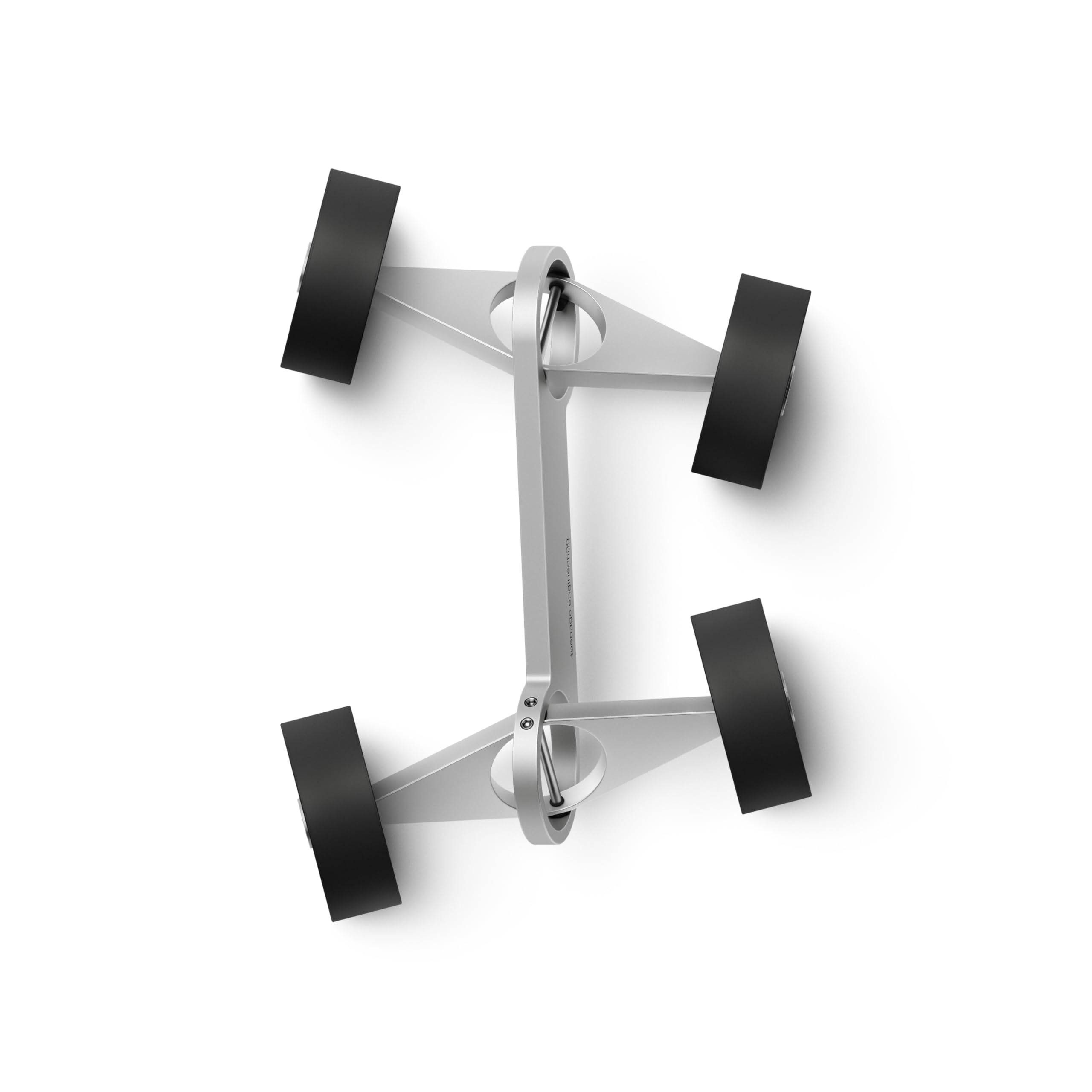 Teenage Engineering Grip car, Matte Aluminum Finish with Smooth Ball Bearing Rubber Wheels for 360 Degree Rotation