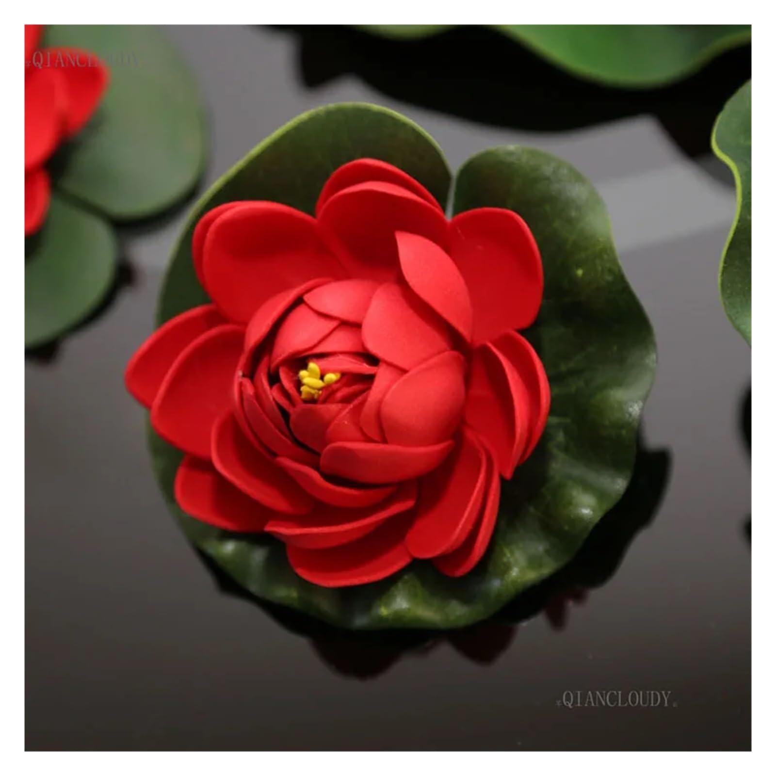 DUNSBY Artificial Lotus Artificial RED Lotus Leaves flowers Water Lily fake ponds swimming Floating Pool home garden Plants Wedding(C97)
