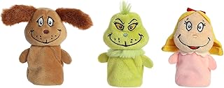 AuroraÂ® Whimsical Dr. Seussâ„¢ Grinch Finger Puppet Set Stuffed Animal - Magical Storytelling - Literary Inspiration - Multicolor 3 Inches