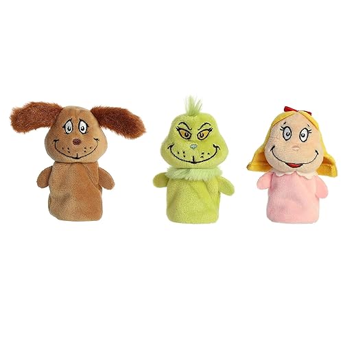 Aurora World Dr Seuss - 3" Grinch Finger Puppet Set,
