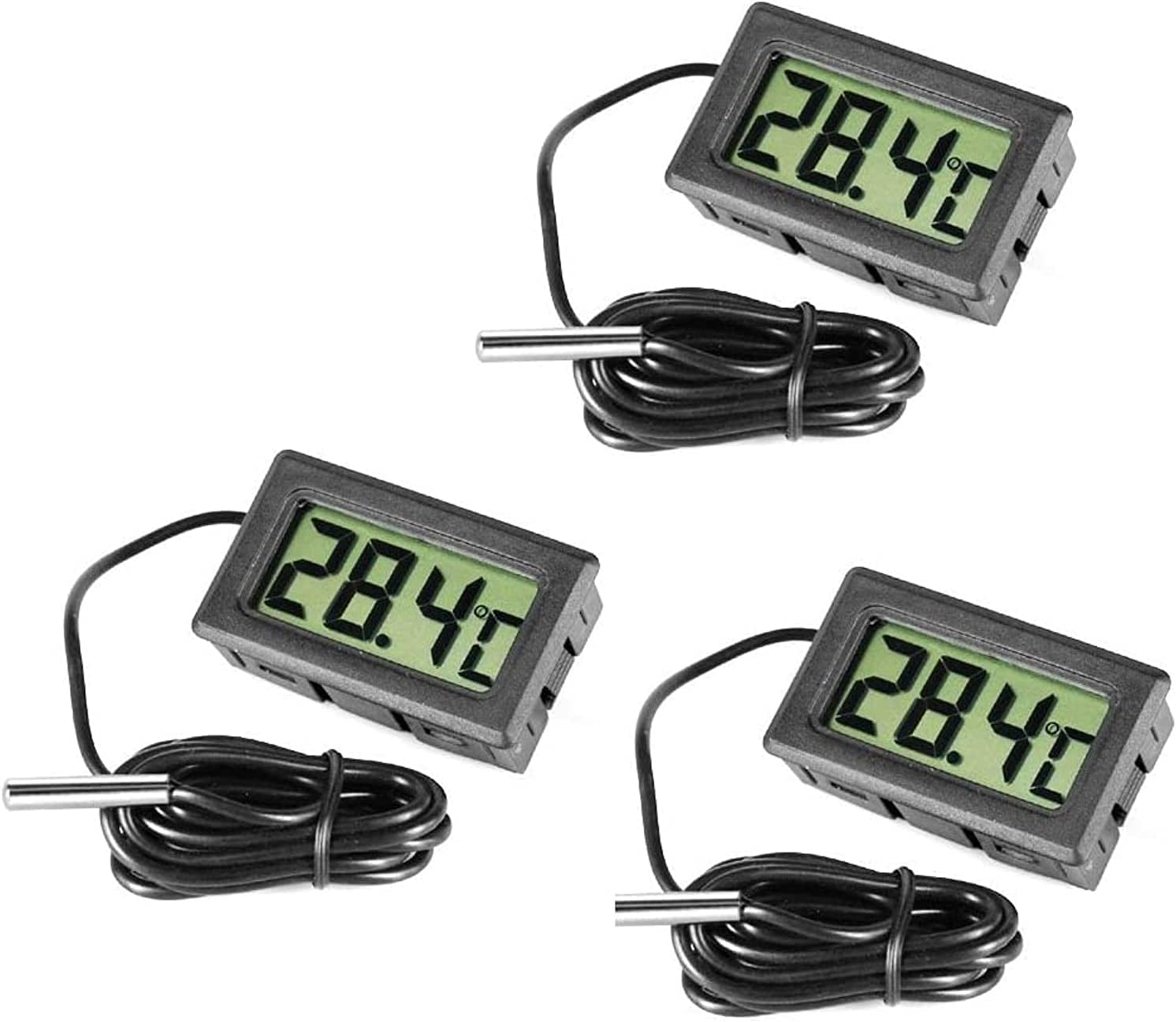 Showay ECVV 3 Pcs Digital LCD Thermometer Temperature Monitor with External Probe for Fridge Freezer Refrigerator