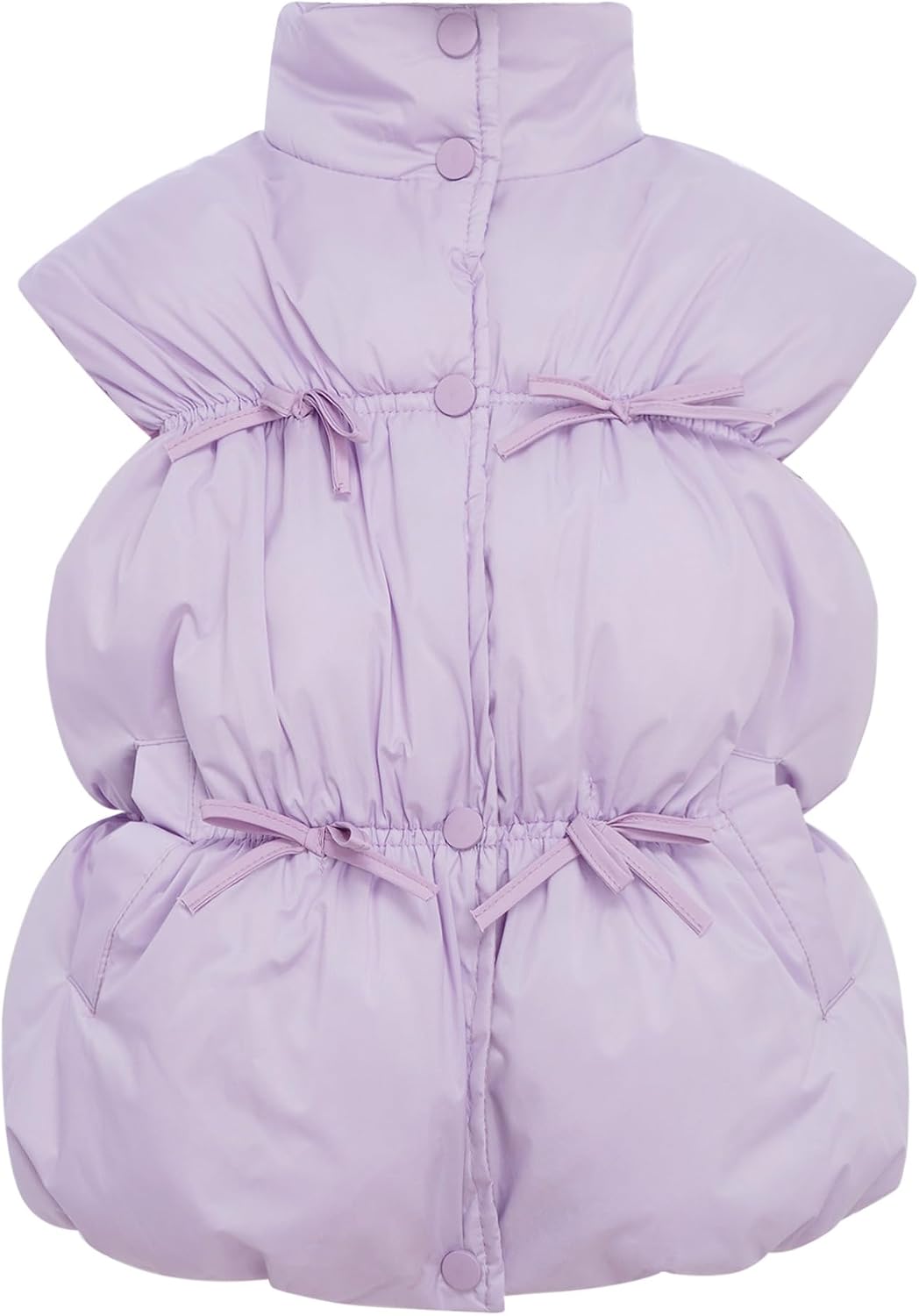 FEESHOW Toddler/Kids Girls Bowknot Padded Jacket Zipper Elastic Band Puffy Vest for Winter Casual Wear