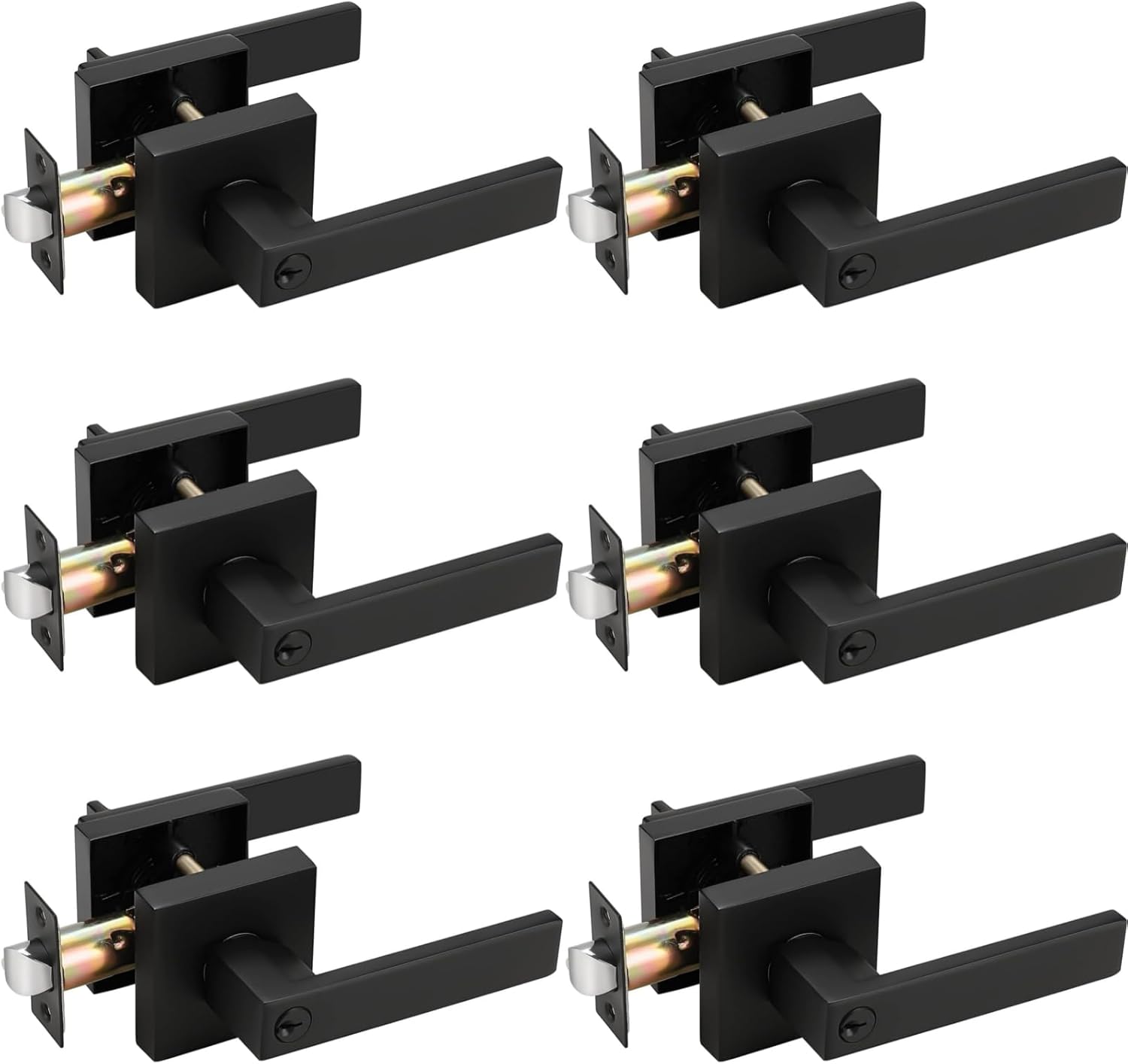 Probrico (10 Pack Black Entry Knob Combo Pack Keyed Alike, Heavy Duty Entrance Door Lever, Exterior Lockset Contemporary Style, Modern Front Door Hardware