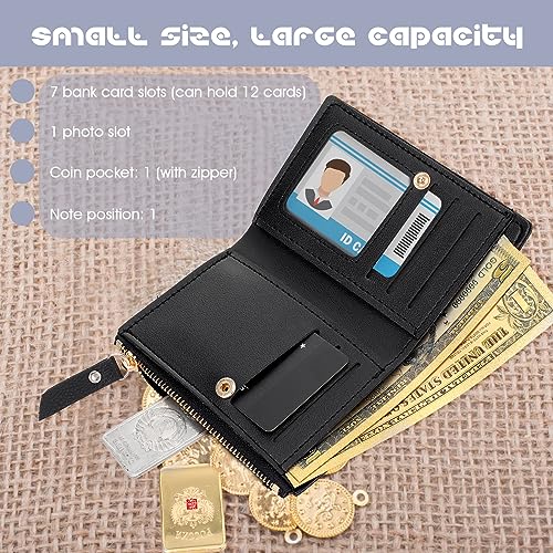 Women's Wallets, Short Cherry Embroidery Trend Ladies Small Wallets, Cute Small Wallets for Girls Leather Zipper Wallets (black)3