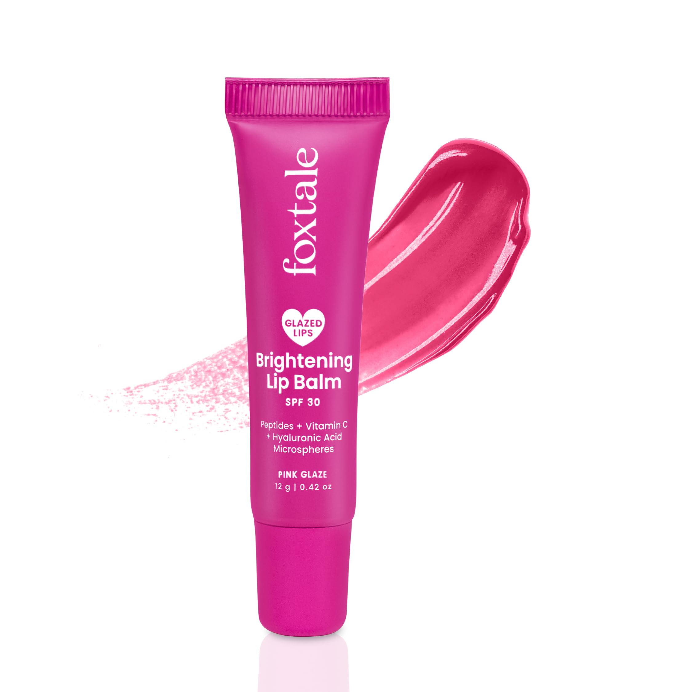 Foxtale SPF 30 Brightening Lip Balm for Dark Lips with Peptides & Vitamin C | Brightens | Hydrates | Tinted Lip Balm - Pink Glaze 12gm
