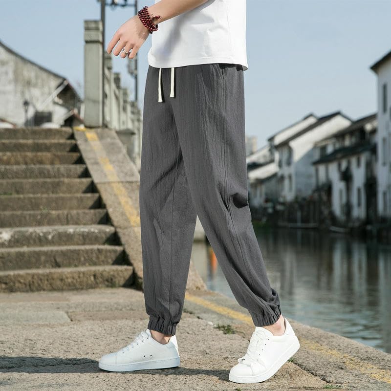 Pantalon en lin homme style chinois ample décontracté d'été - 6