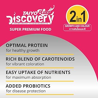 Taiyo Pluss Discovery Pink Fish Food - 1 kg (Pack of 1) | Super Premium 2-in-1 Formula with Colour Enhancers & High Protein | Mini Pellets (0.8 mm) for All Aquarium Fishes