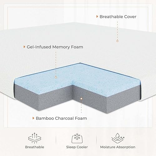 Miniatura 5 de Sweetnight Cubrecolchón de 4 pulgadas, de espuma viscoelástica de alta densidad para mayor apoyo y alivio de presión, cubrecolchón de firmeza media