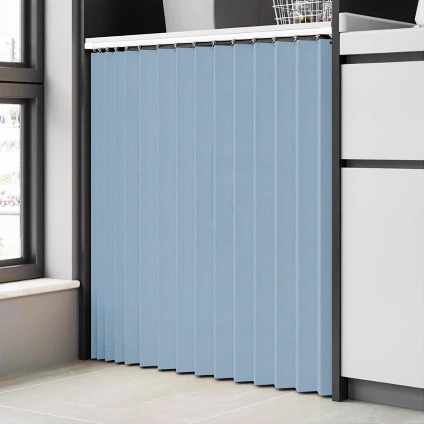 DSSHENGDS Customized multi-functional slide curtain, suitable for doorless cabinets, washing machines and wardrobes-Sky Blue- W100cmxH150cm