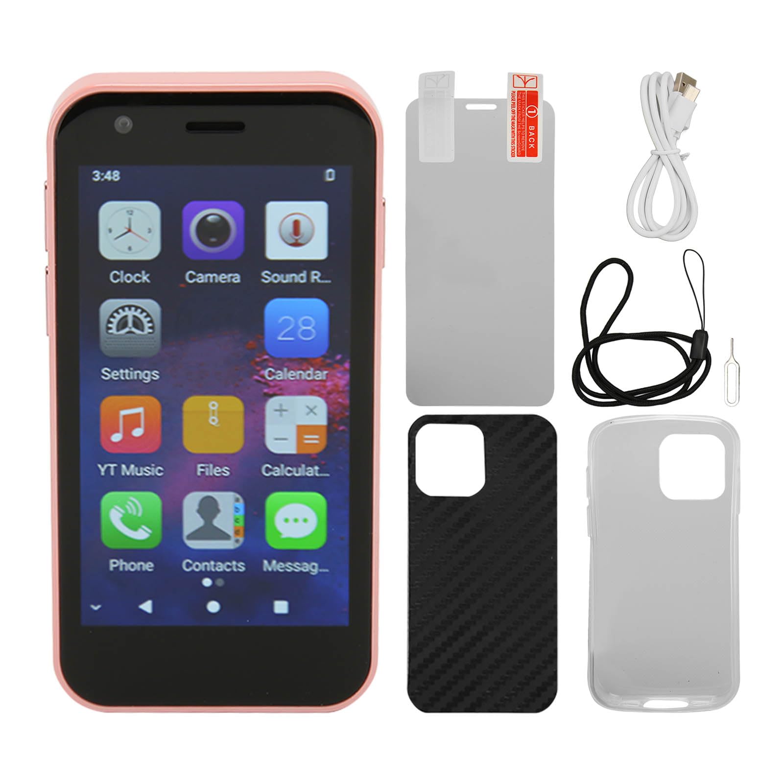 Septpenta Mini Smartphone 4G, Mini Téléphone 4G, Écran Tactile 3 Pouces 480 X 854, 4 Go de RAM 64 Go ROM, Petit Téléphone Portable Sauvegarde Taille Portable avec 2000 mAh, Cadeaux Enfan(Rose)