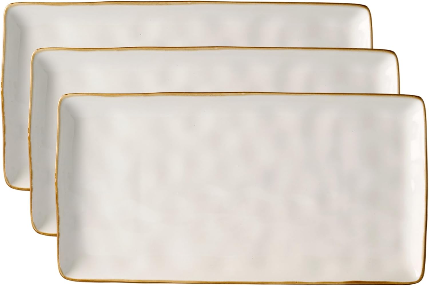 famiware Serving Platters for Food, 14.09" x 7.48", 3-Pack, Vanilla White