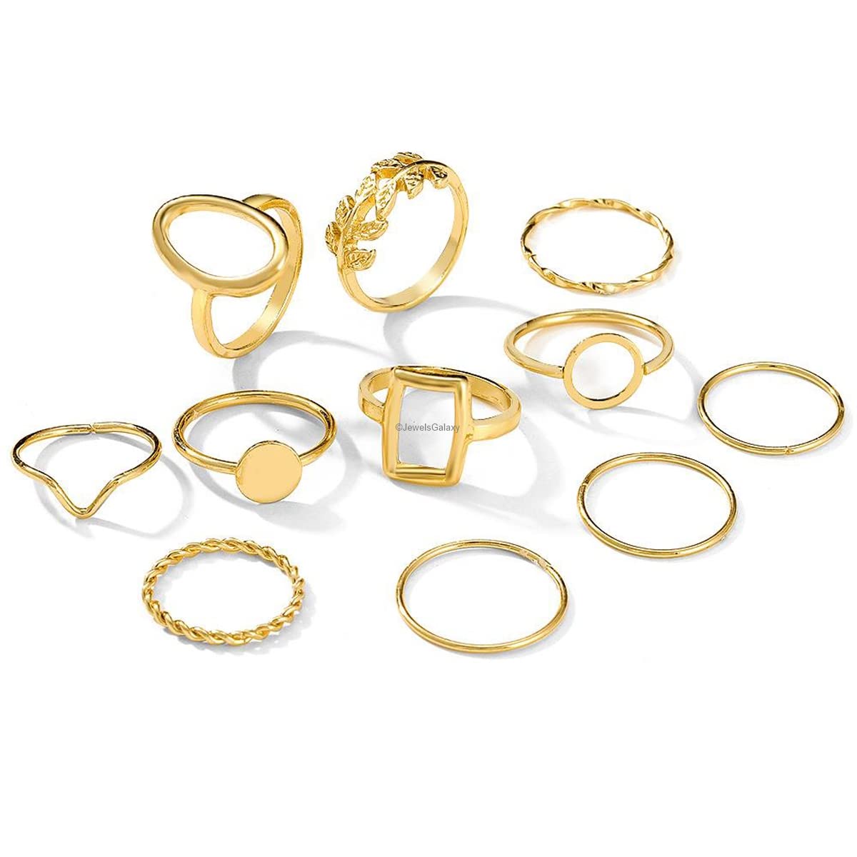 Jewellery For Women Gold Plated Contemporary Stackable Rings Set of 11 (JG-PC-RNG-994)-image-36