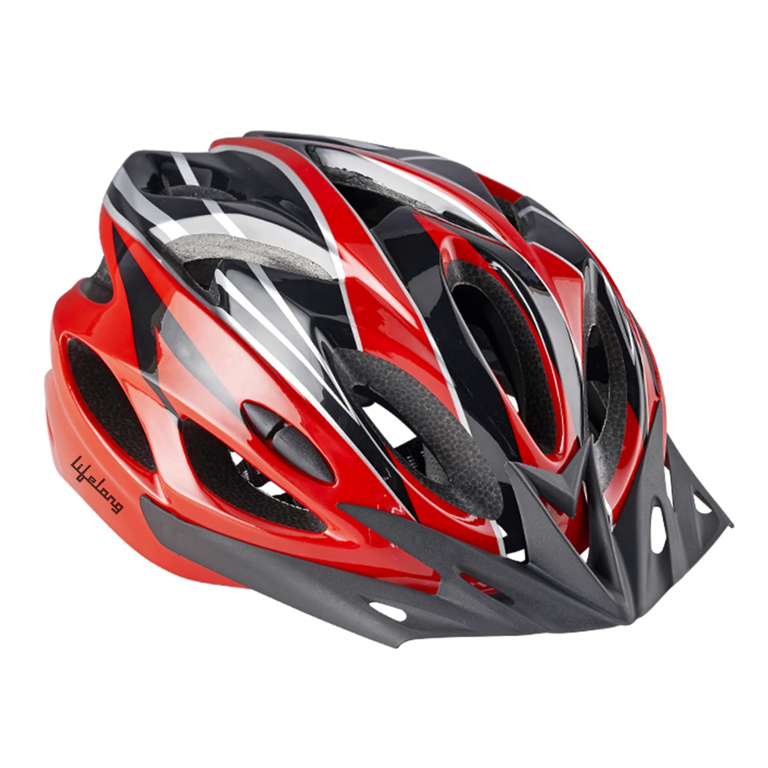Adjustable Cycling Helmet With Detachable Visor | Adjustable Light Weight Mountain Bike Cycle Helmet With Padding For Kids And Adults, (LLFAH06, Red & Black