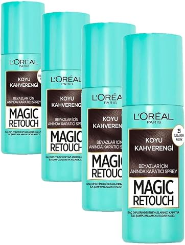 L'Oréal Paris Magic Retouch Beyaz Dipleri Kapatıcı Sprey - Koyu Kahverengi (75 ml) (4 paketi)