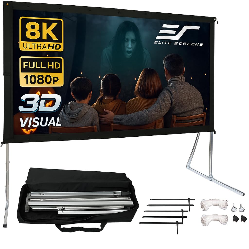 Elite Screens 120-INCH Projector Screen|Outdoor Indoor Movie Screens|16:9 Freestanding Portable Foldable ProjectionStand|Home Theater, OMS120H2