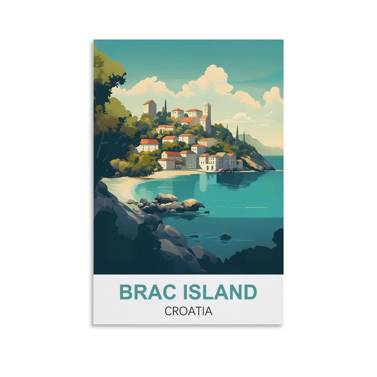 CTZIKWW Brac Island Croatia Vintage Travel Posters 12x18inch(30x45cm) Canvas Art Prints Picture Wall Art Painting