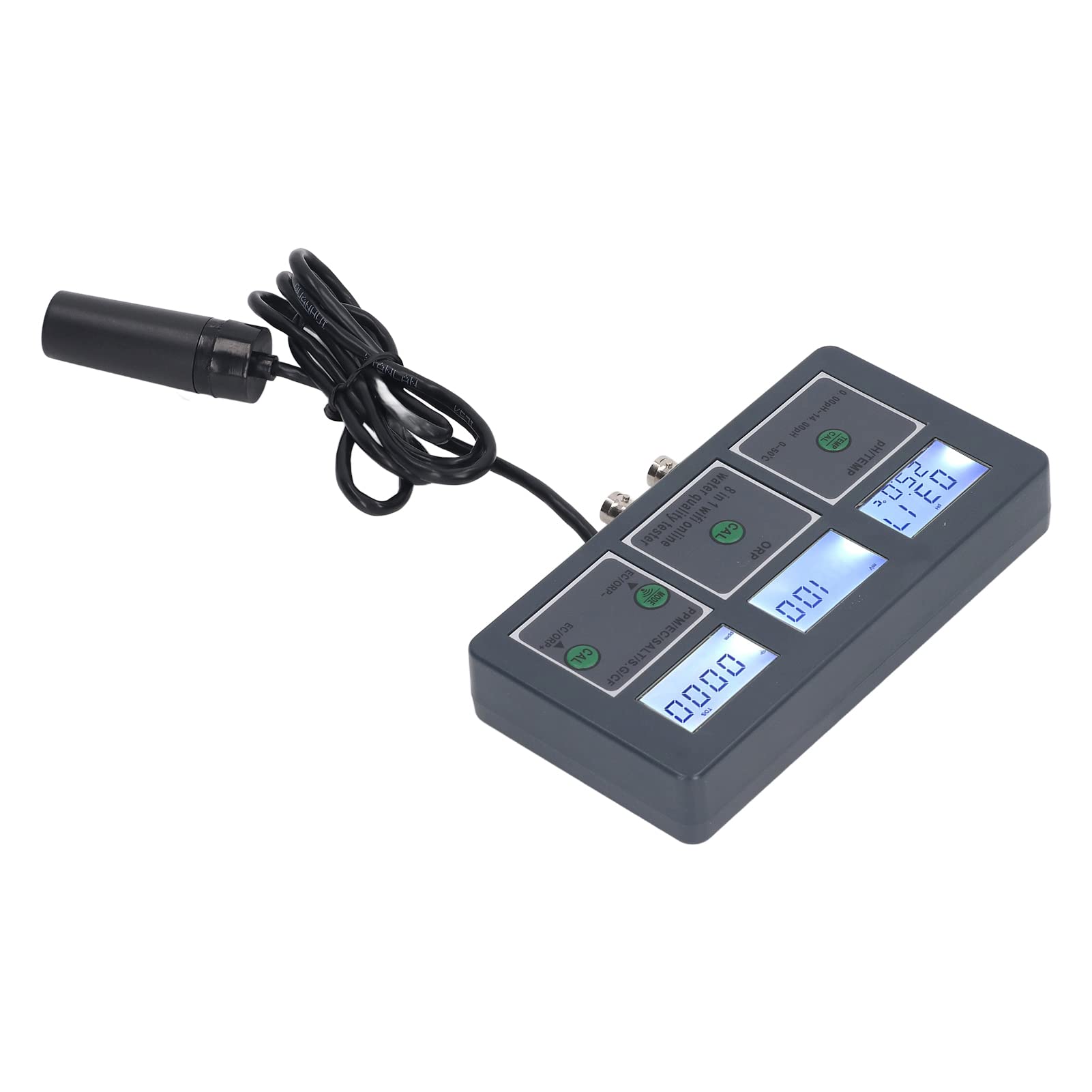 Probador de Calidad del Agua Multiparámetro, Monitoreo Inalámbrico en Línea 8 en 1 con S.G PH EC SALT ORP TDS CF TEMP Almacenamiento de Datos para Acuario, Laboratorio (HUS