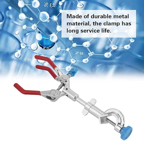 Miniatura 3 de Abrazadera de laboratorio de 3 puntas,Abrazadera de frasco de tubo de ensayo ajustable,Clip de soporte de laboratorio recubierto de goma estilo