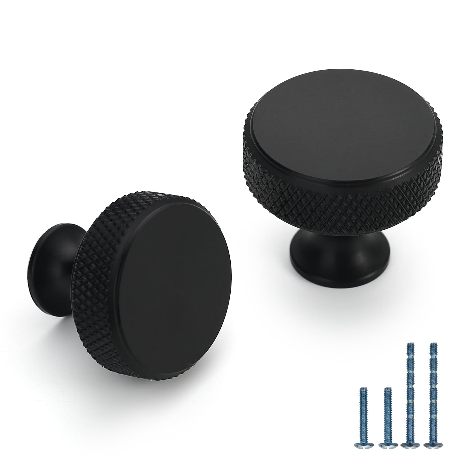 ROMATEE Matte Black Cabinet Knobs 10pack,Knurled Dresser Knobs Drawer ...