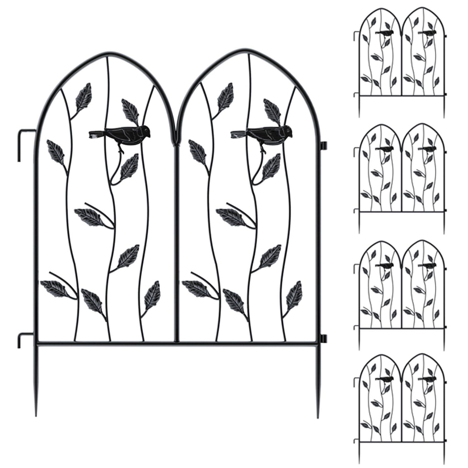 Clôture de jardin en métal noir 230x60 cm lot de 5 pour parterre et potager