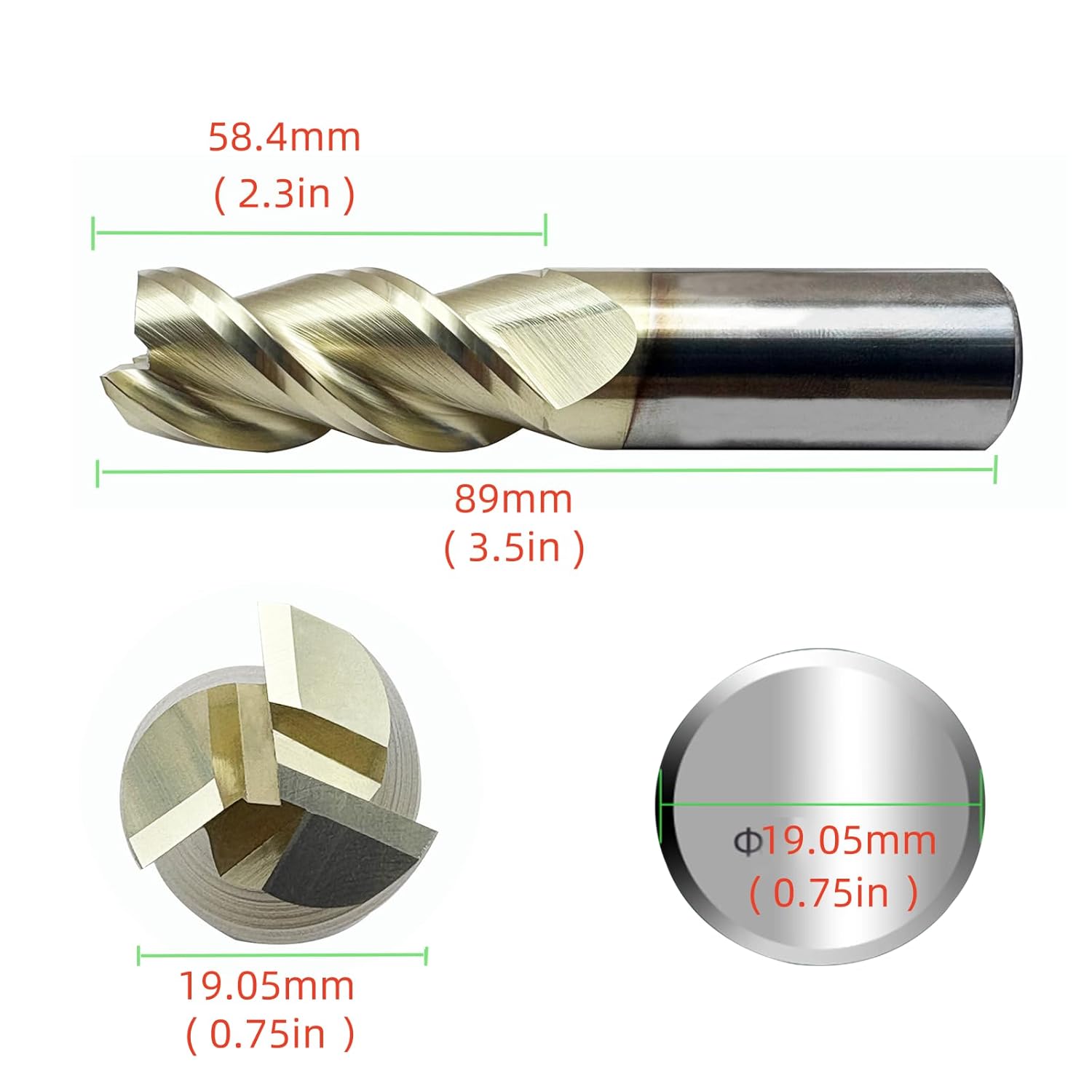 10pcs APKT1604 R0.2 Turning Inserts & 3/4 Inch 3-Flute Solid Carbide Square End Mill Combo Set - for Aluminum, Stainless Steel, Copper, Plastic, and Wood