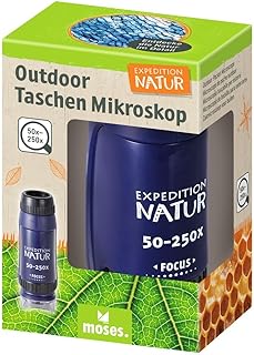 Moses. Expedition Natur Outdoor-Taschen-Mikroskop - tragbares Mikroskop für Kinder mit 50-250x Vergrößerung, LED-Licht, Kompakt und Leicht, Perfekt für Outdoor-Entdeckungen