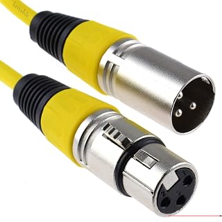 kenable XLR 3 Pin Microphone Lead Male to Female Audio Cable YELLOW 2m [2 metres]