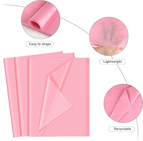 Miniatura 3 de NEBURORA 120 hojas de papel de seda de regalo rosa intenso, 14 x 20 pulgadas, paquete a granel para bolsas de regalo, boda, baby shower, decoración