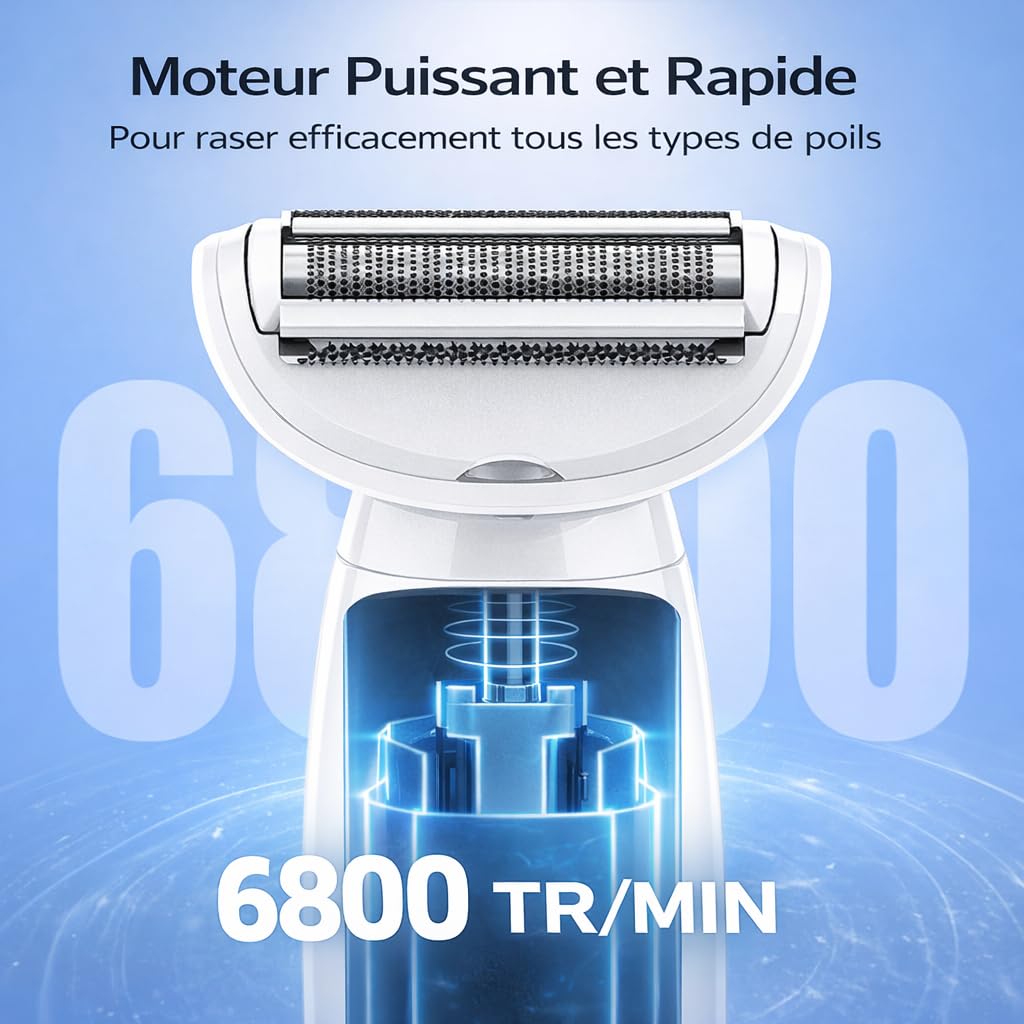 Rasoir Femme 5 En 1 – éTanche Ipx7, Rechargeable Usb, Affichage Led – Pour Maillot, Aisselles, Jambes & Visage – Tondeuse éLectrique Avec 5 Embouts