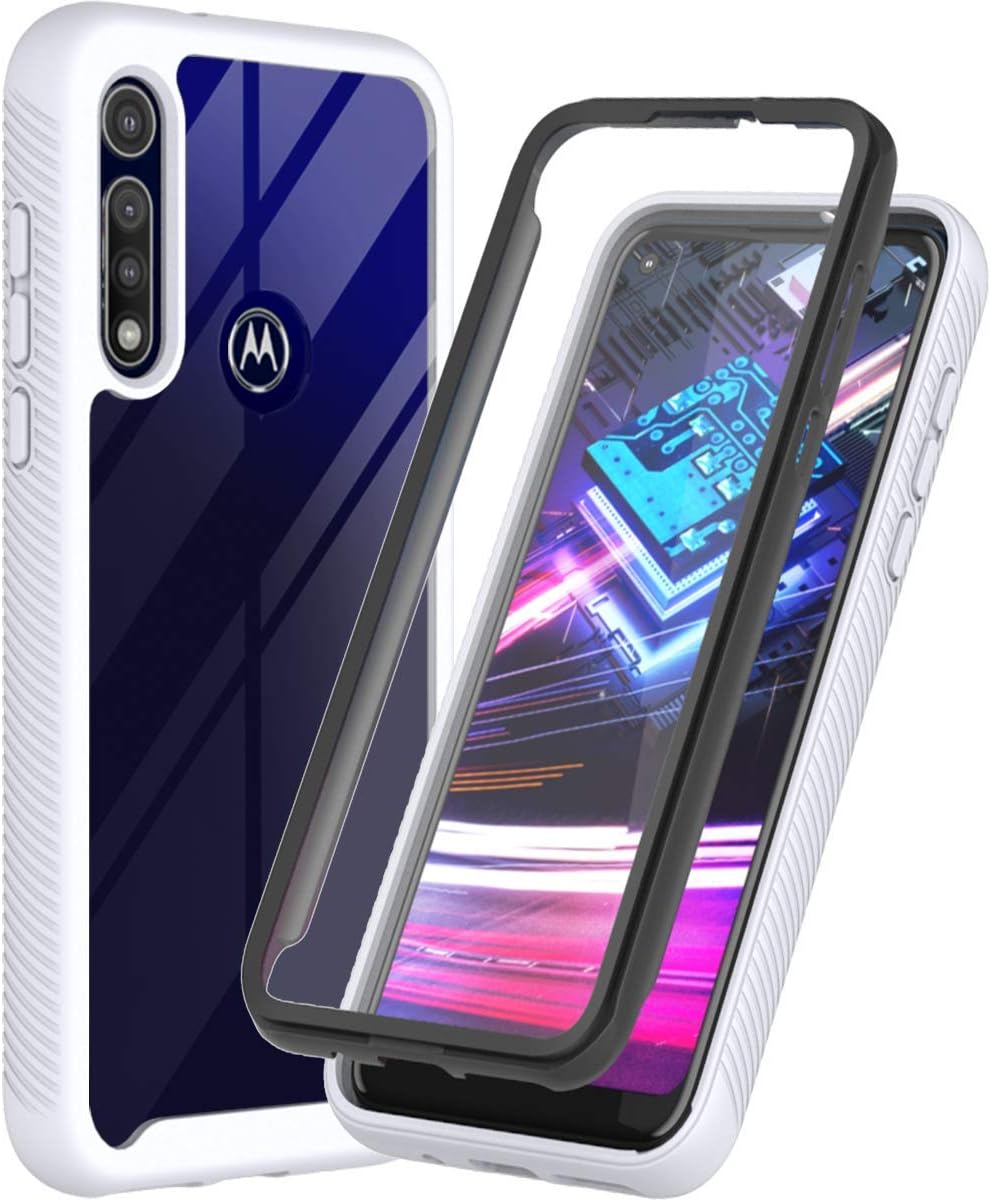 ONOLA Designed for Moto G Fast Case,Three Defense Built-in Screen Protector Crystal Clear Full Body Shockproof Cover for Moto G Fast Phone (White)