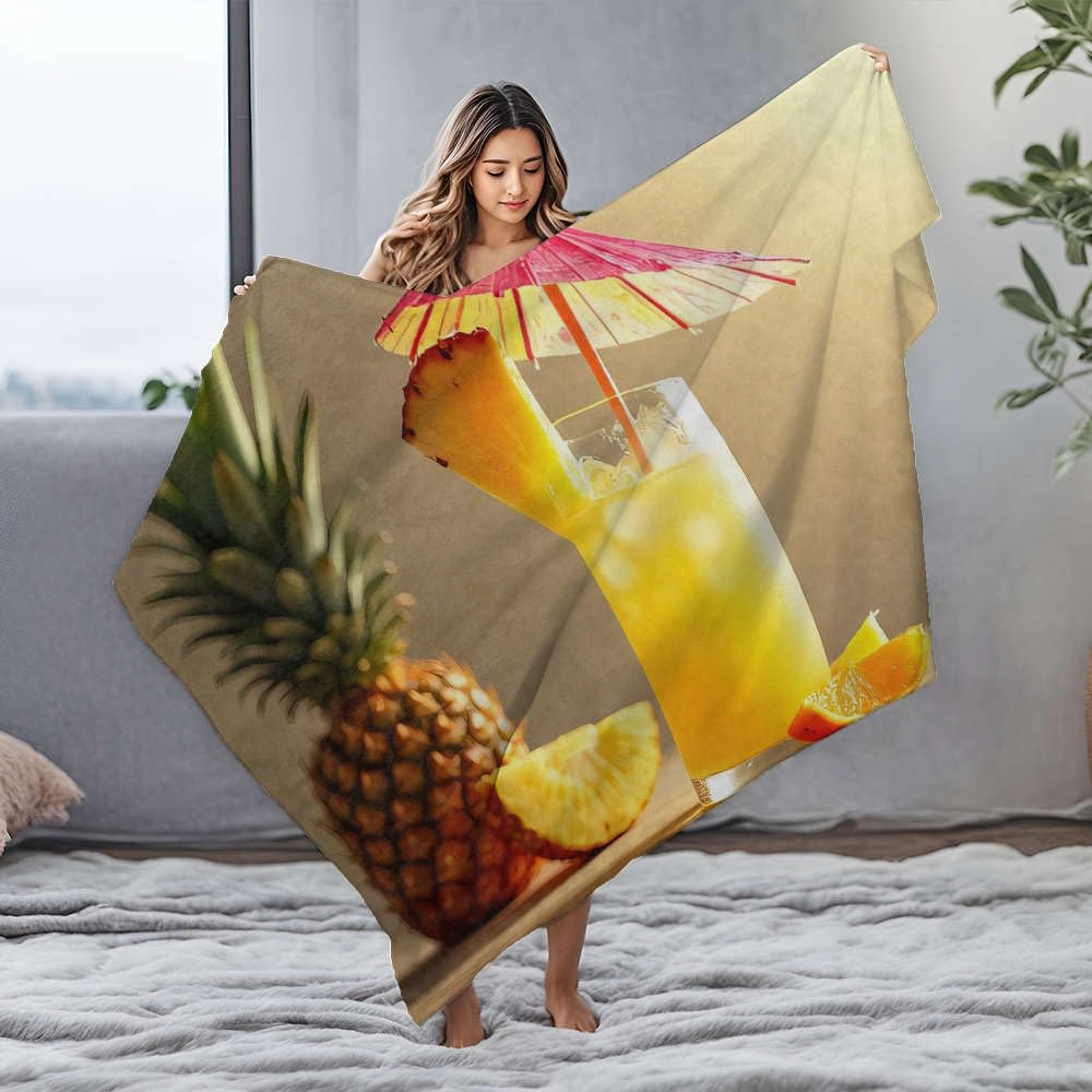 Couverture polaire en flanelle pour lit king size motif jus d'ananas plaid chaud 150 x 200