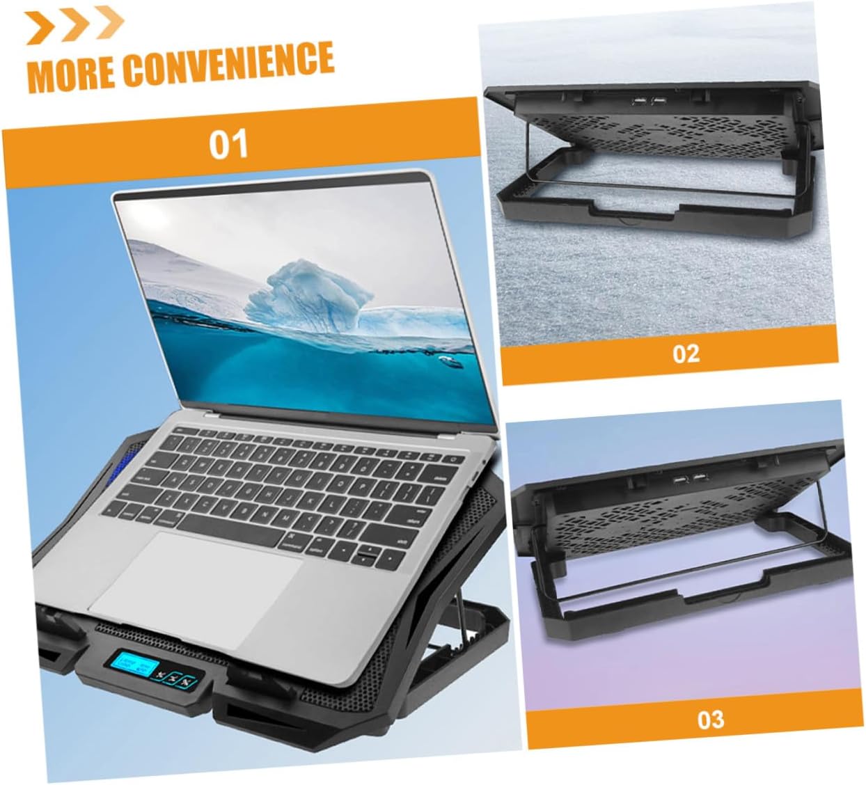 Laptop Cooling Pad 15.6-inch Quiet Fan Cooler with Adjustable Speed and Blue Led, Portable Laptop Stand Cooler for Gaming and Office Use