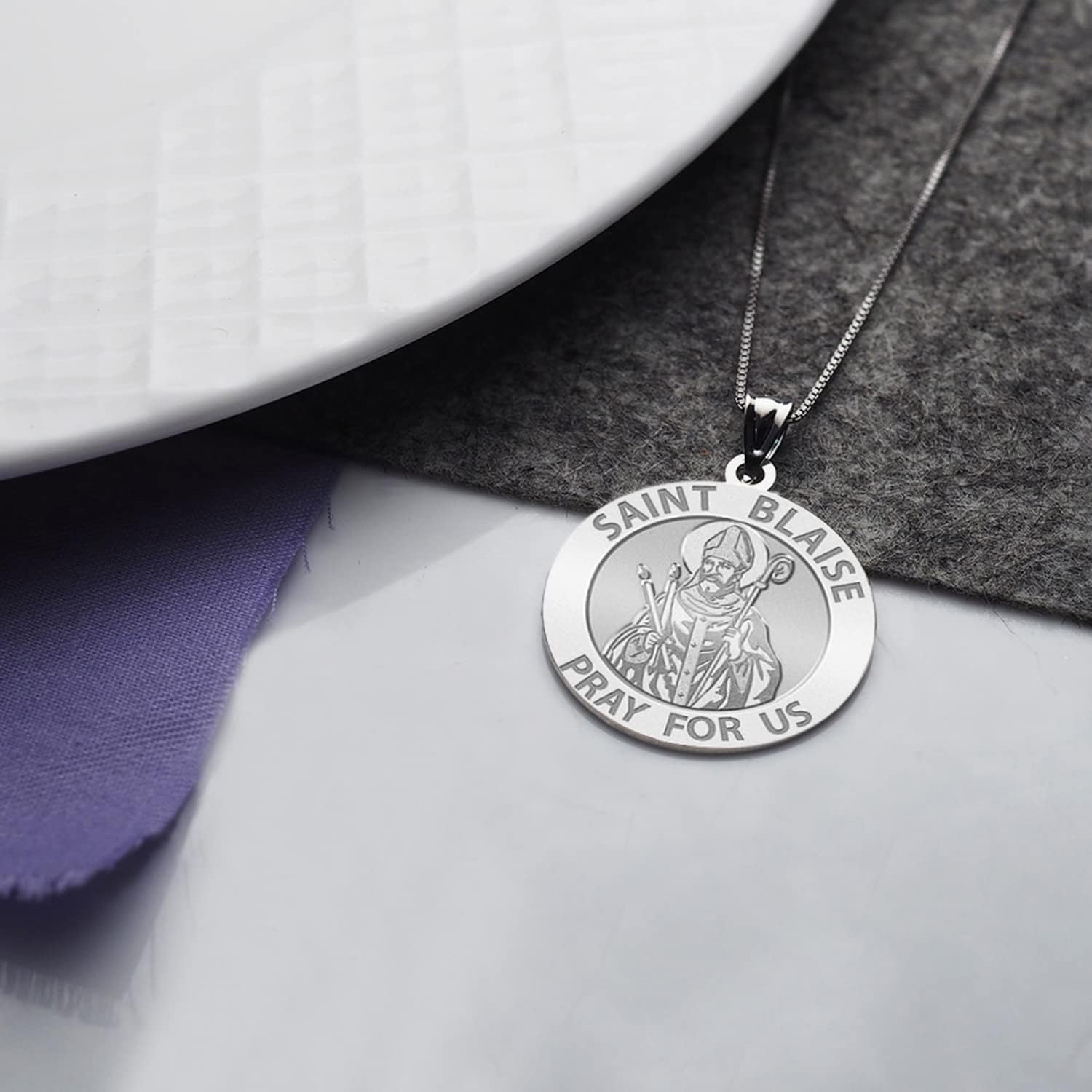 PicturesOnGold.com Saint Blaise Religious Medal - 3/4 Inch Size of a Nickel -Sterling Silver