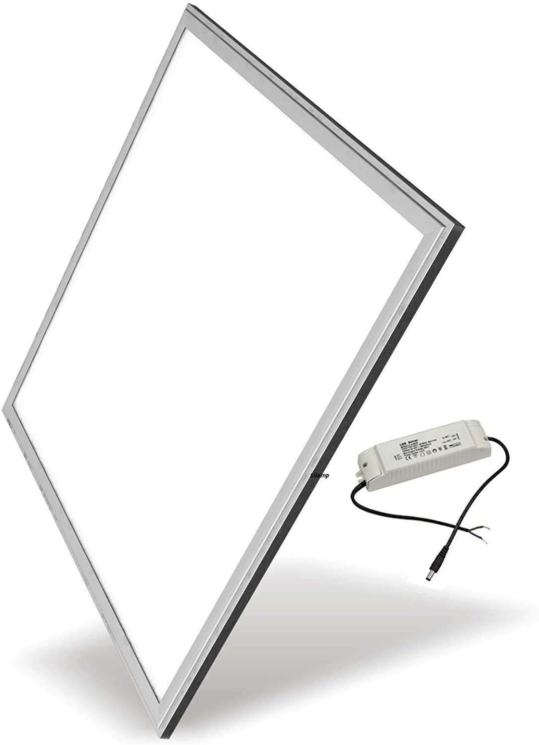 ONSSI® Panel LED Cuadrado 60x60 cm 48W (Pack 2) Marco Plateado Super Slim Luz Neutra 4500k Placa Led Iluminación Hogar y Comercial