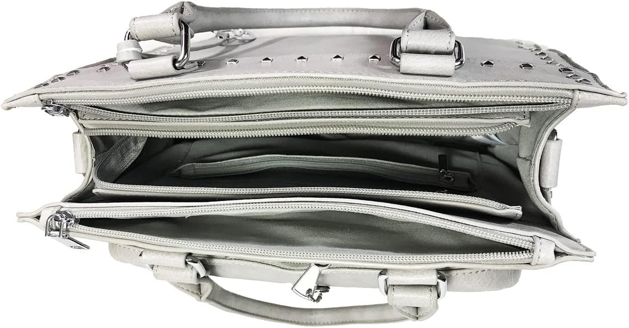 Medium Studded Gun Purse Leatherette Locking Concealed Carry Tote Purse