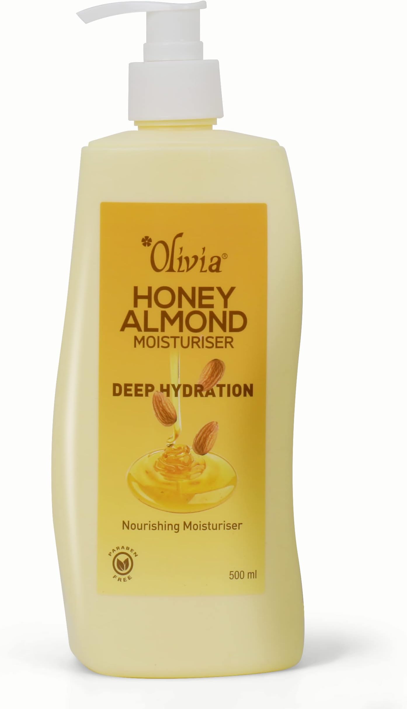 Olivia Honey Almond Natural Skin Care Moisturizer for Face and Body 500ml with Sunscreen, 500 ml (Pack of 1)