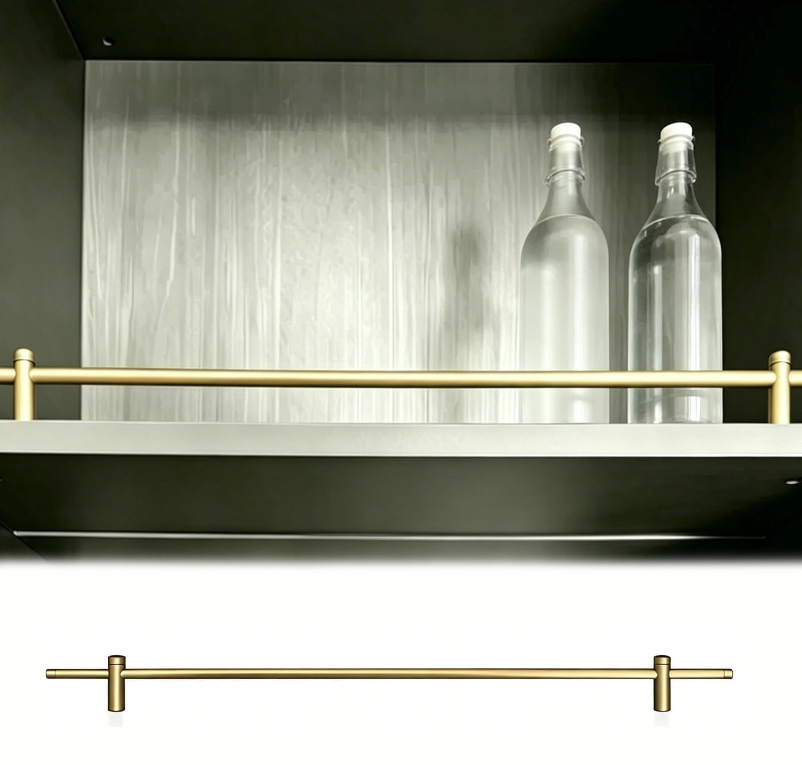 HDYZJQ Wine Cabinet Open Shelf Rail Fence Set, Decorative Small Shelf Railing for Bathroom Rack & Glass Display Cabinet, Long Floating Shelf Railing Rod(10pcs Gold,52"/132cm)