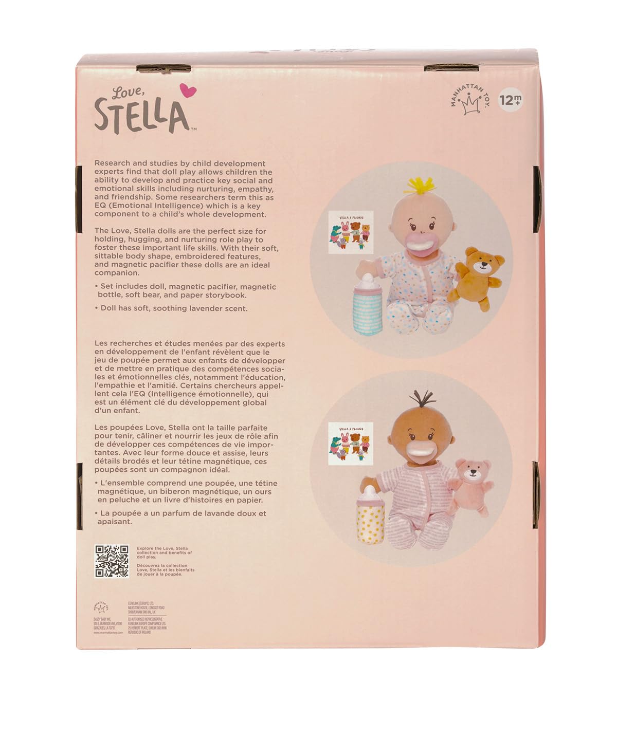 Manhattan Toy Wee Baby Stella Sleepy Time Scents Soft Doll Set, 12", Pink